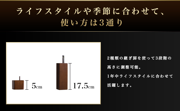 アーバンスタイル、3段階高さ調整可能で１年中使えるこたつテーブル 75