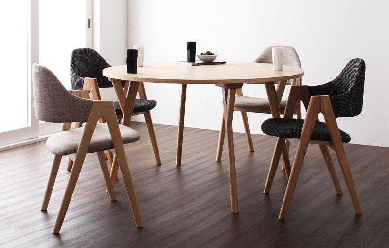 120cm円形テーブル＆デザイナーズチェア、オシャレなカフェスタイル北欧ダイニングテーブルセット